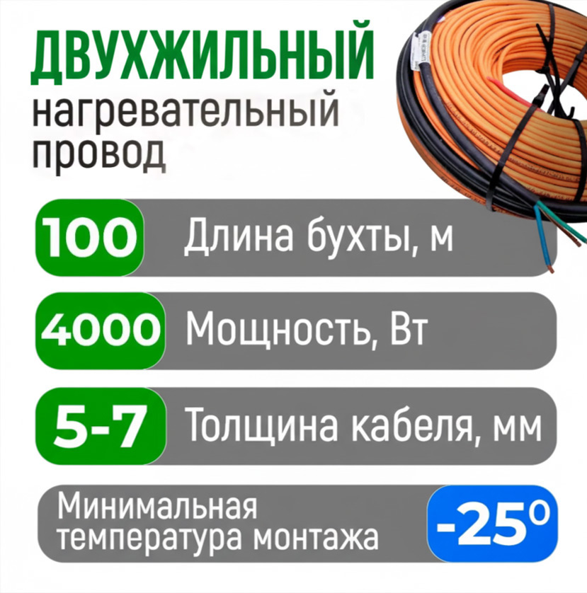 Кабель для прогрева бетона КС (Б) 40-100
