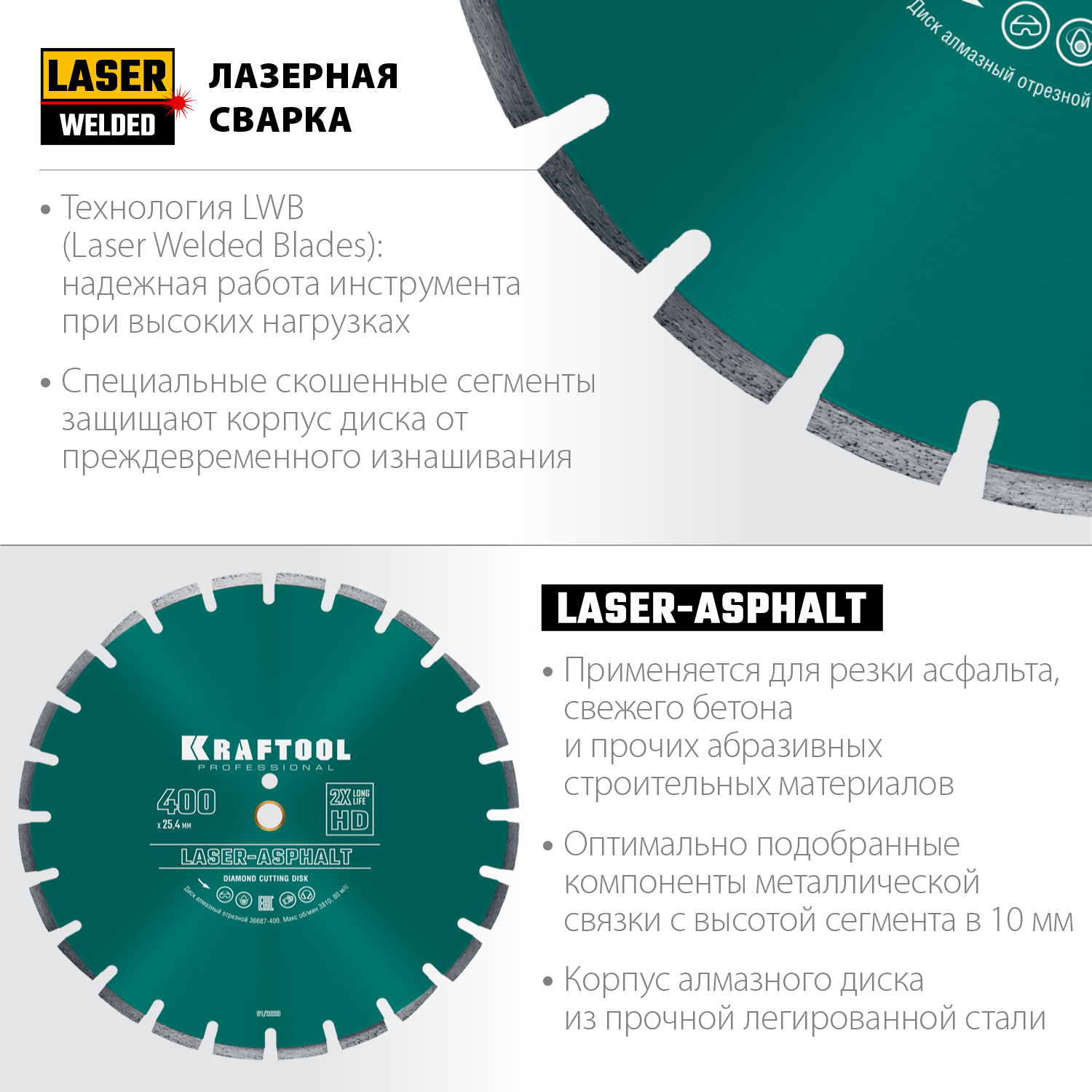 Диск алмазный KRAFTOOL 350мм Асфальт