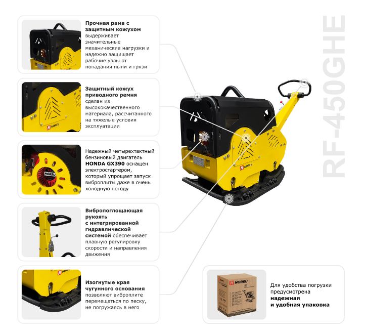 Виброплита реверсивная NORSU RF-450GHE (410кг)